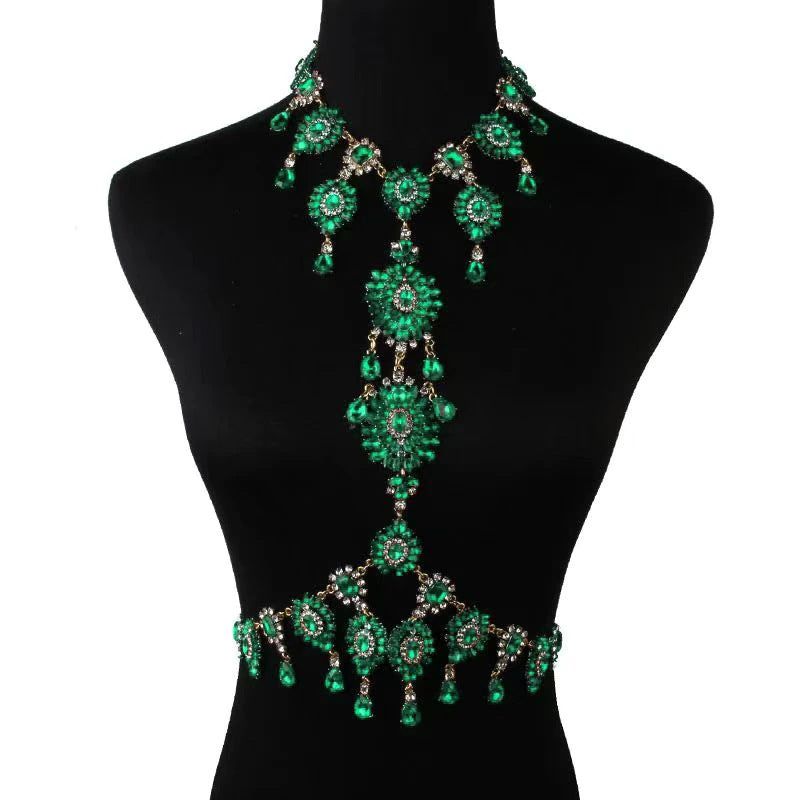 Women’s Multi-Layer Rhinestone Body Chain Necklace – Geometric Statement Jewelry, 6 Colors