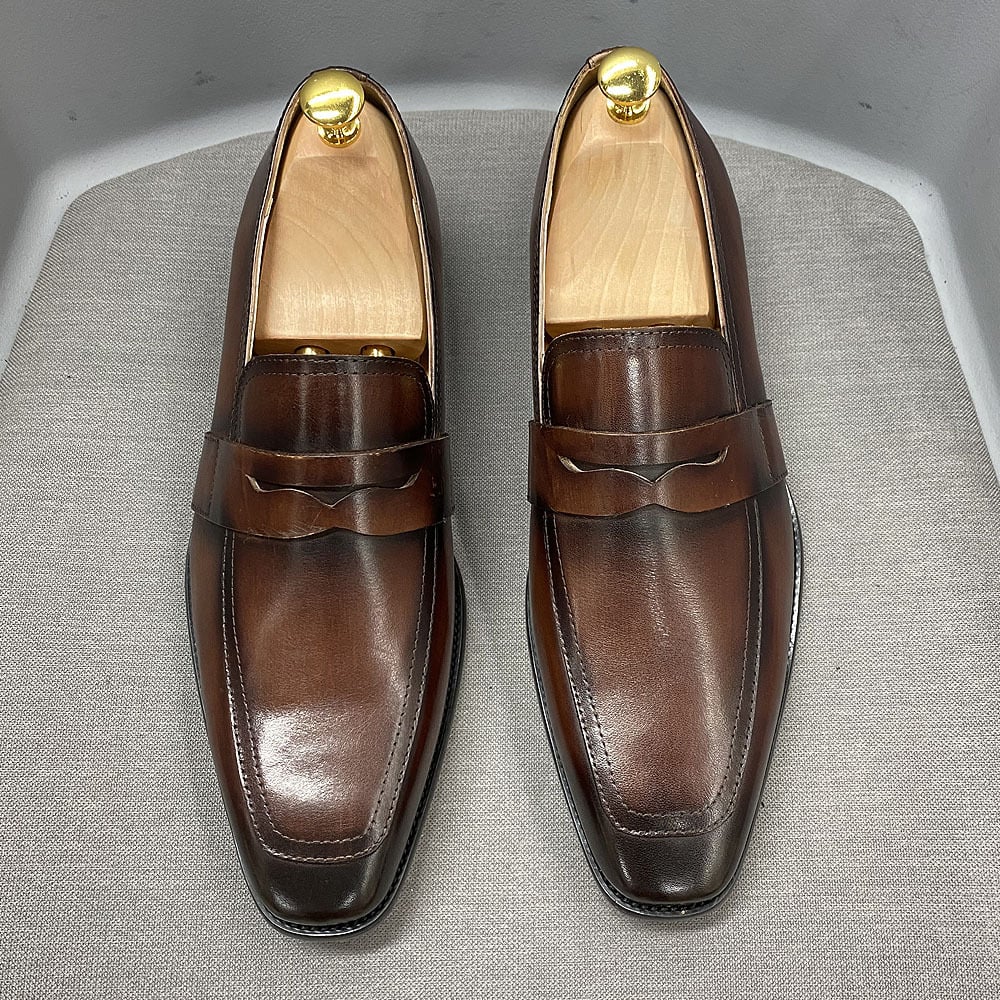 Men’s Italian Leather Business Dress Loafers – Classic Formal Shoes