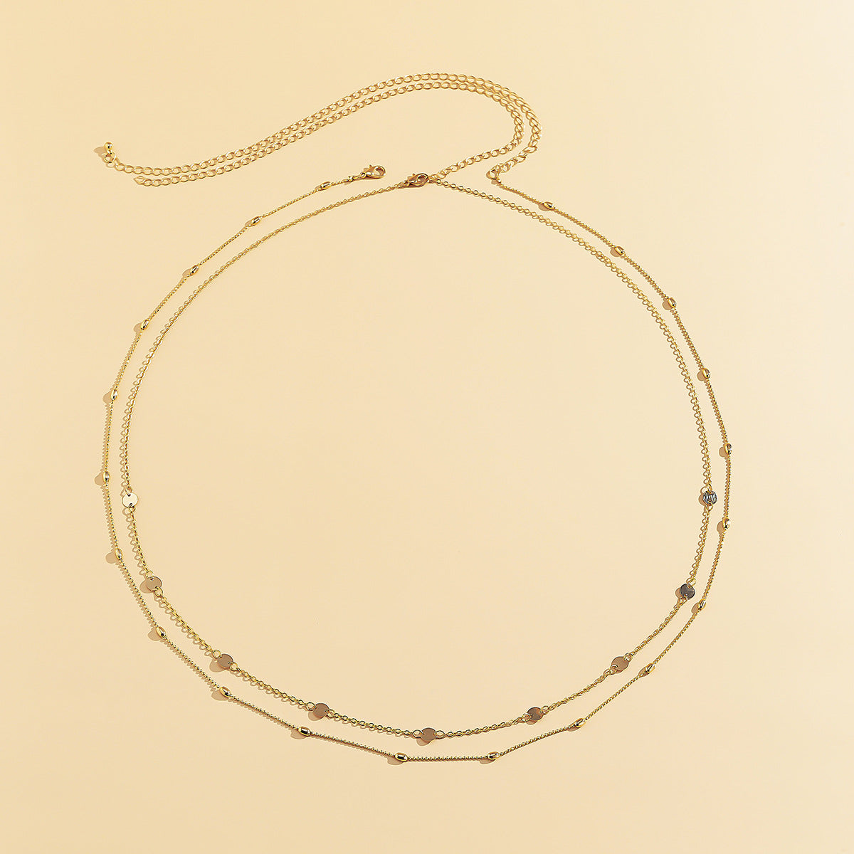 Women’s Vintage Geometric Double-Layer Body Chain – Lightweight Copper Jewelry, Gold & Silver