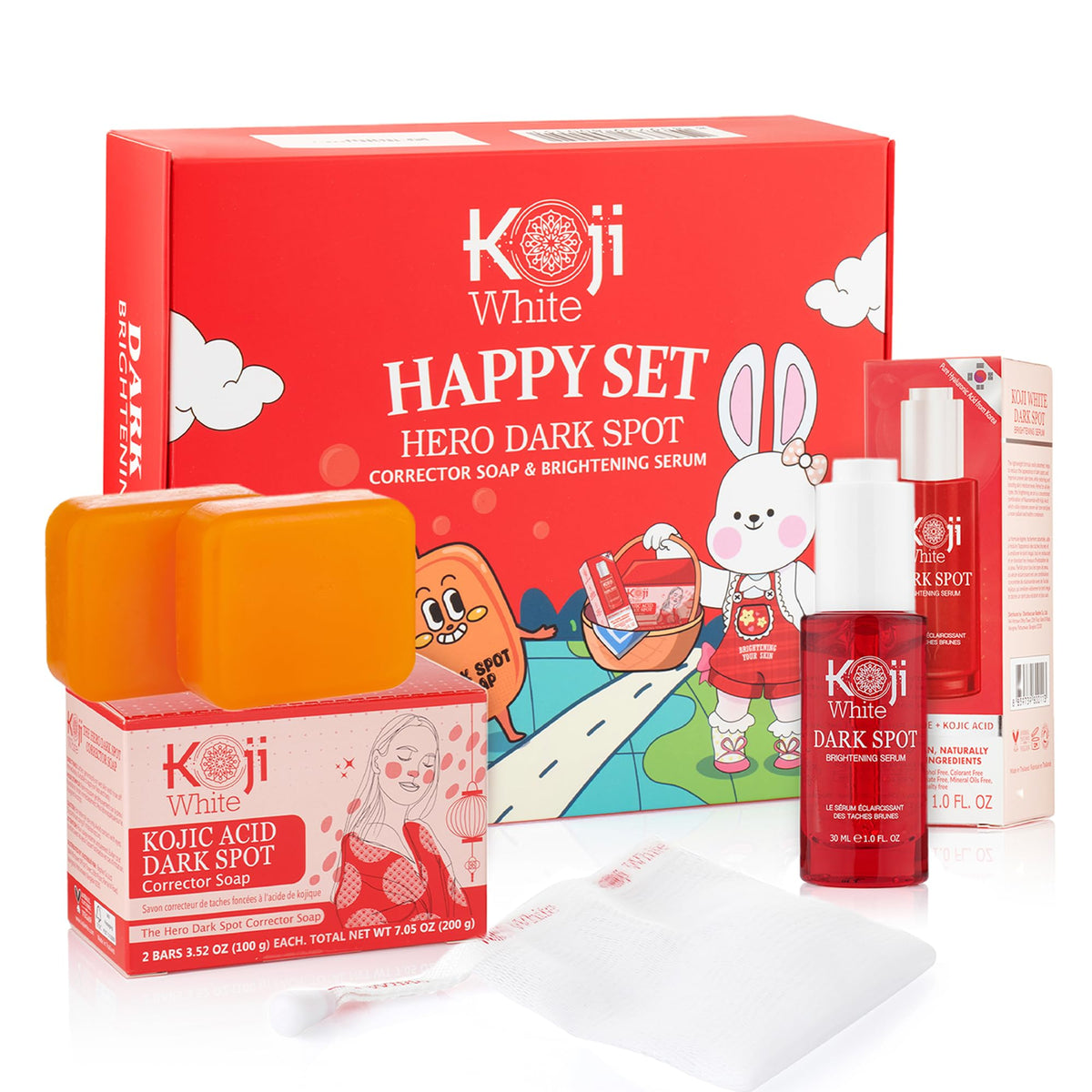 Koji White Dark Spot Corrector Set – Kojic Acid Soap & Brightening Serum
