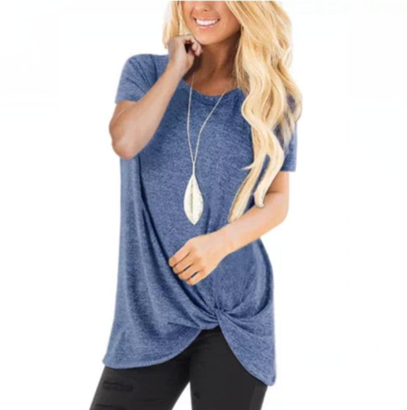 Knotted Short Sleeve T-Shirt for Women