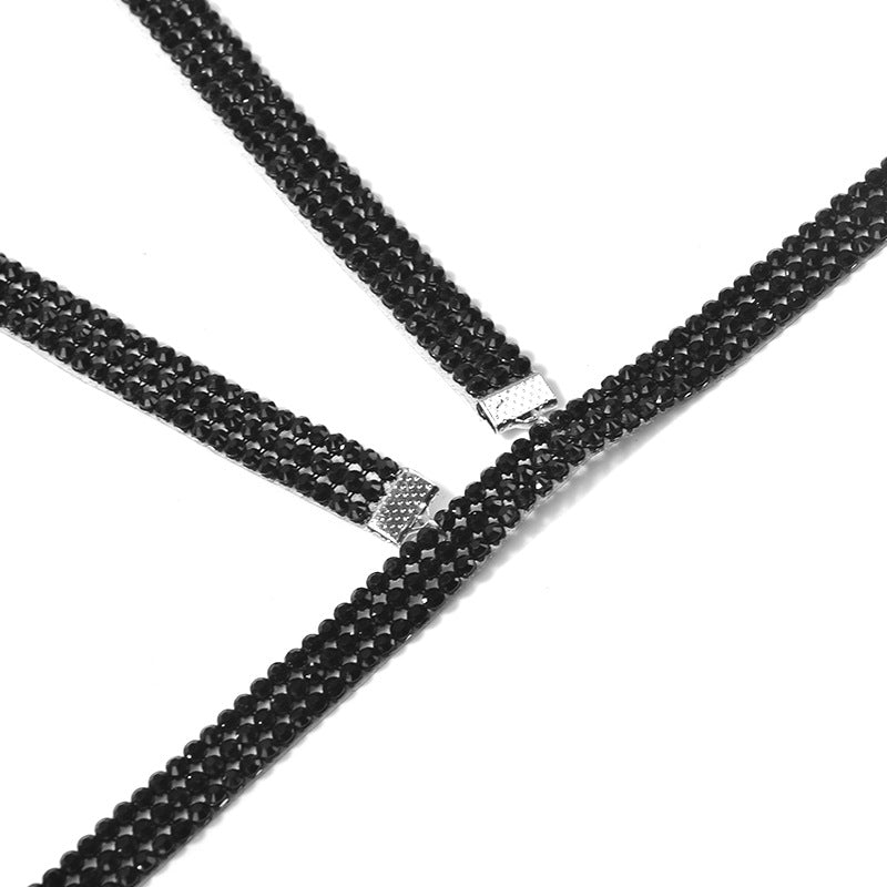Women’s Rhinestone Strap Chest Body Chain – Diamond-Encrusted Aluminum Mesh Statement Jewelry, 6 Styles