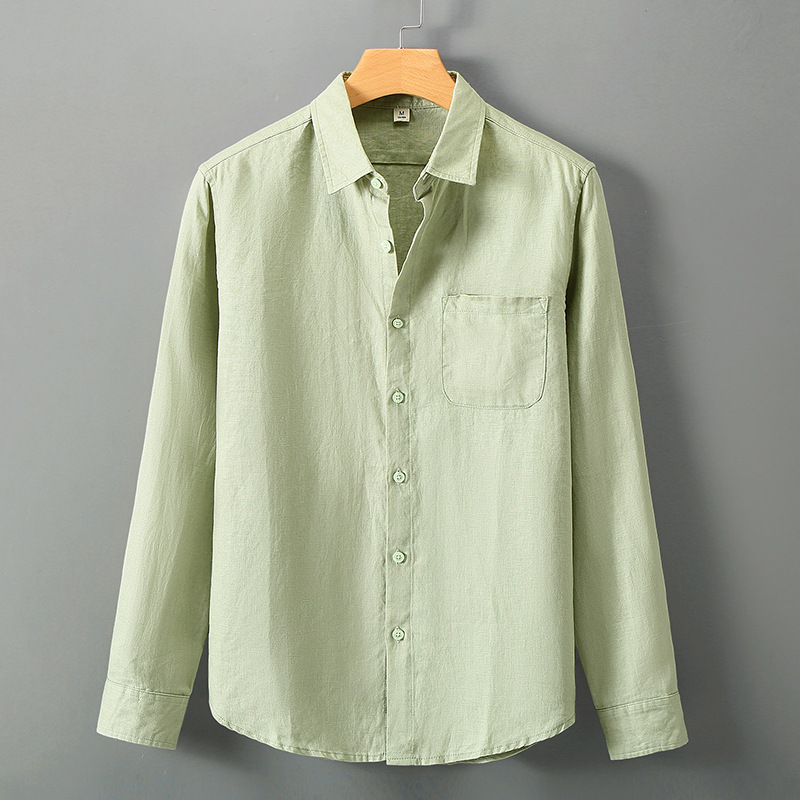 Men’s Loose Linen Long Sleeve Shirt – Breathable Lightweight Summer Casual Shirt, S–3XL