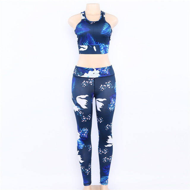 Women’s Floral Print Yoga Set – Sports Bra & High-Waist Leggings Workout Outfit