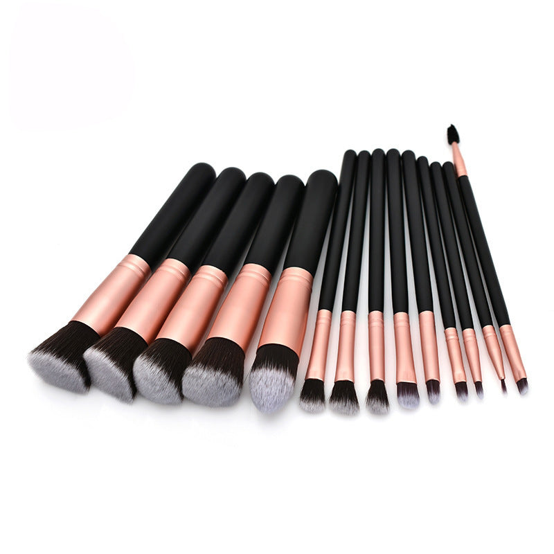 14-Piece Black and Rose Gold Makeup Brush Set