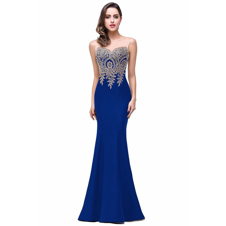 Amazon Europe Evening Dress with Sheer Back and Mermaid Hem for Women USA