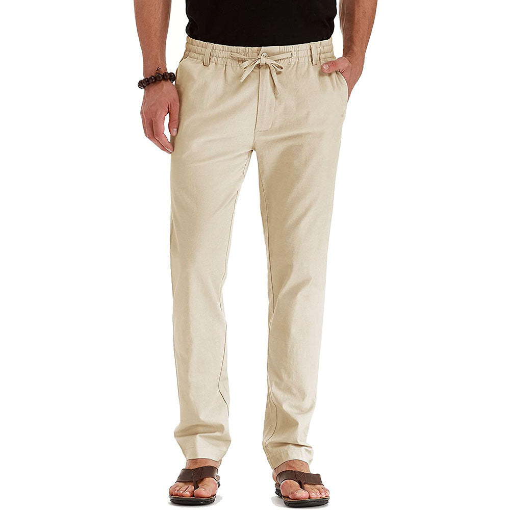 Men’s Loose Fit Cotton Pants – Elastic Waist Casual Trousers