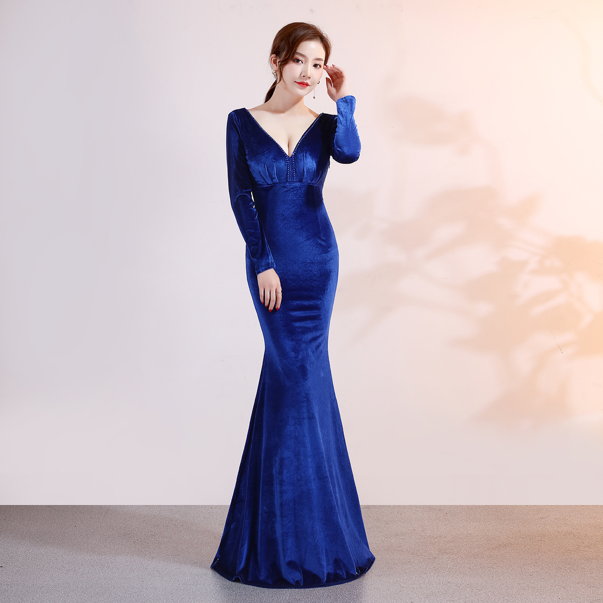 Women’s Velvet Mermaid Evening Gown – Elegant Formal Maxi Dress
