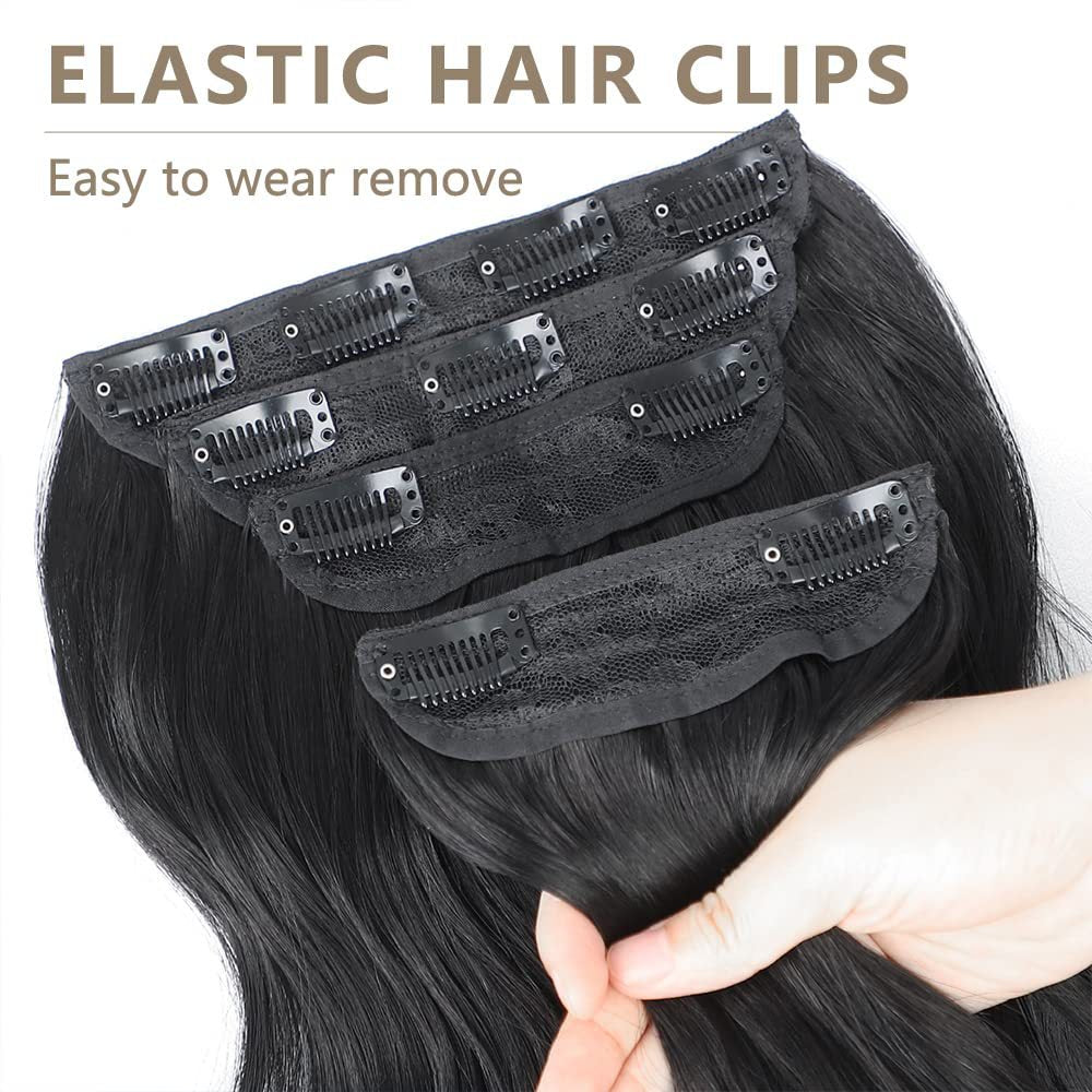 4-Piece 22-Inch Wavy Clip-In Hair Extensions for Women – Synthetic Water Wave Set