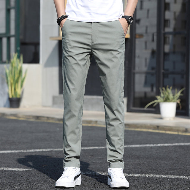 Men’s Summer Slim Fit Suit Pants – Business Casual Dress Trousers