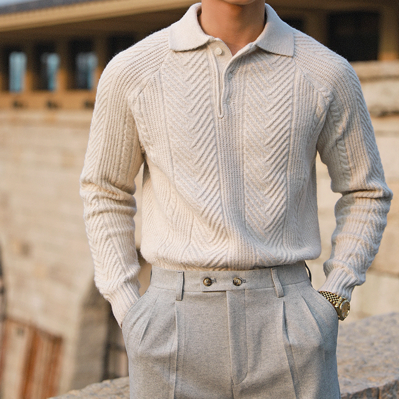 Men’s Cozy Cable Knit Long Sleeve Shirt – Warm Relaxed Fit Half-Button Sweater