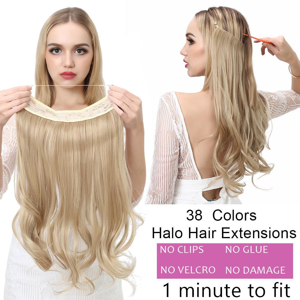 45cm Invisible Long Wavy Hair Extensions – Fish Line Synthetic Hairpiece, 32 Colors