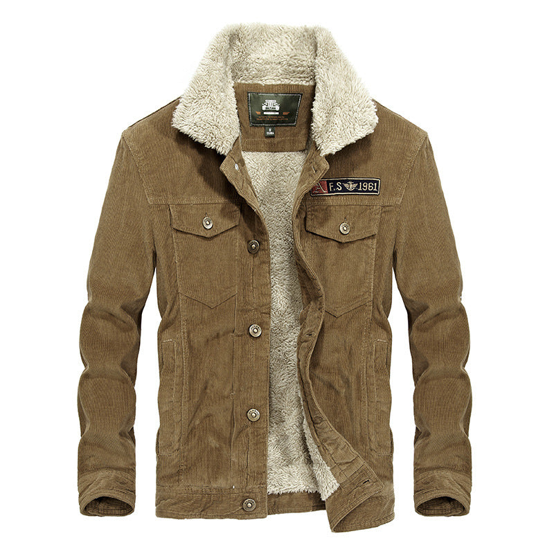 Men’s Corduroy Jacket with Fleece Lining – Oversized Warm Winter Jacket