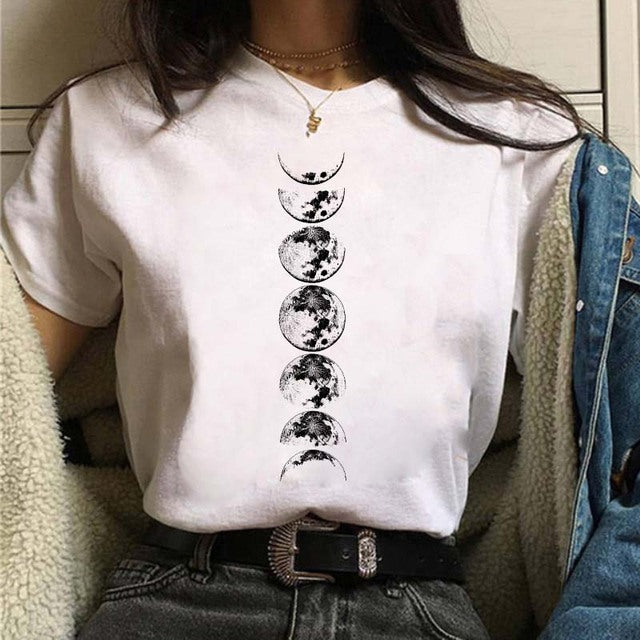 Aesthetic Universe Planets Graphic T-Shirt for Women