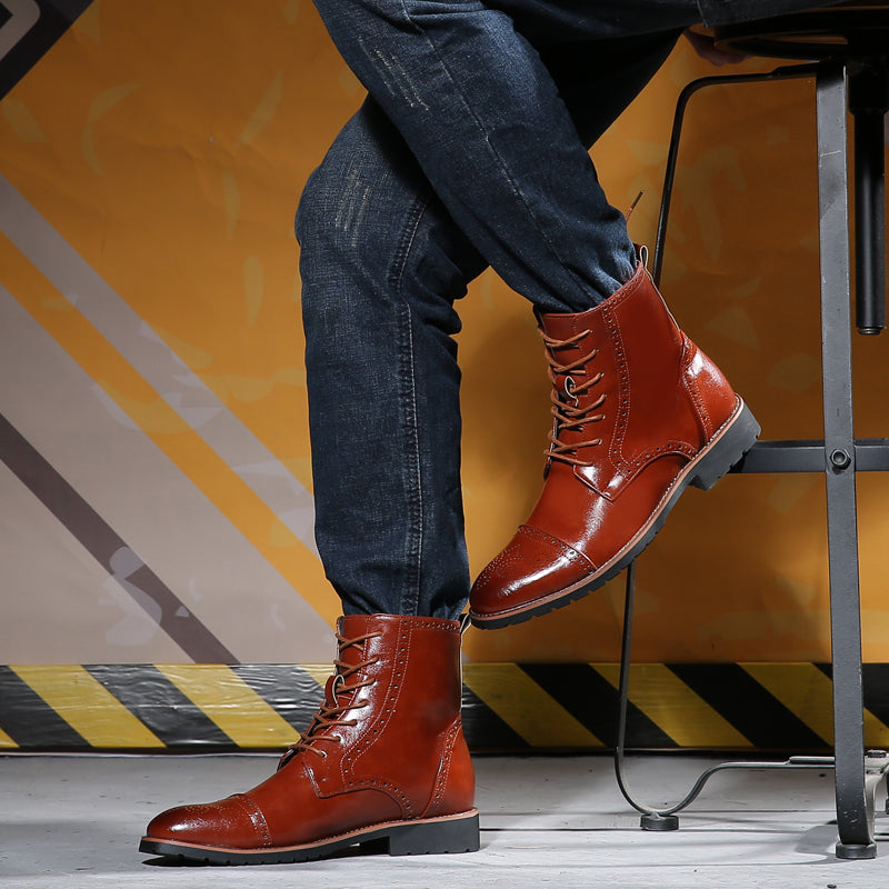 Men’s Fashion Brogue Martin Boots – Classic Casual Footwear