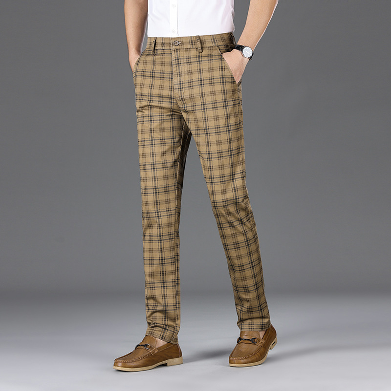 Men’s Stripe Plaid Casual Pants – Modern Checkered Trousers