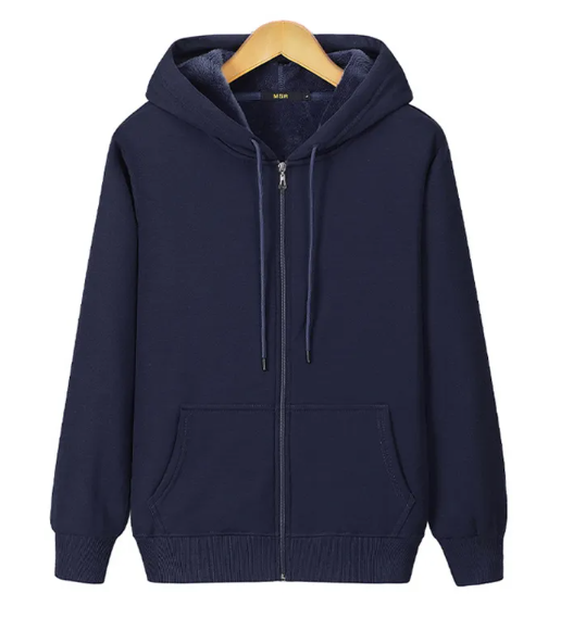 Men’s Fleece Warm Zipper Sweater – 95% Cotton Plus Velvet Loose-Fit Winter Pullover, 8 Colors, M–6XL