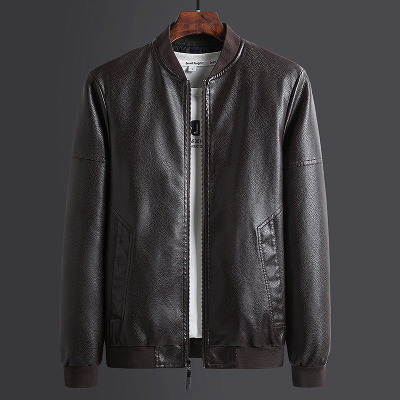 Men’s PU Leather Motorcycle Jacket – Stand Collar Casual Biker Jacket, 3 Colors, M–5XL