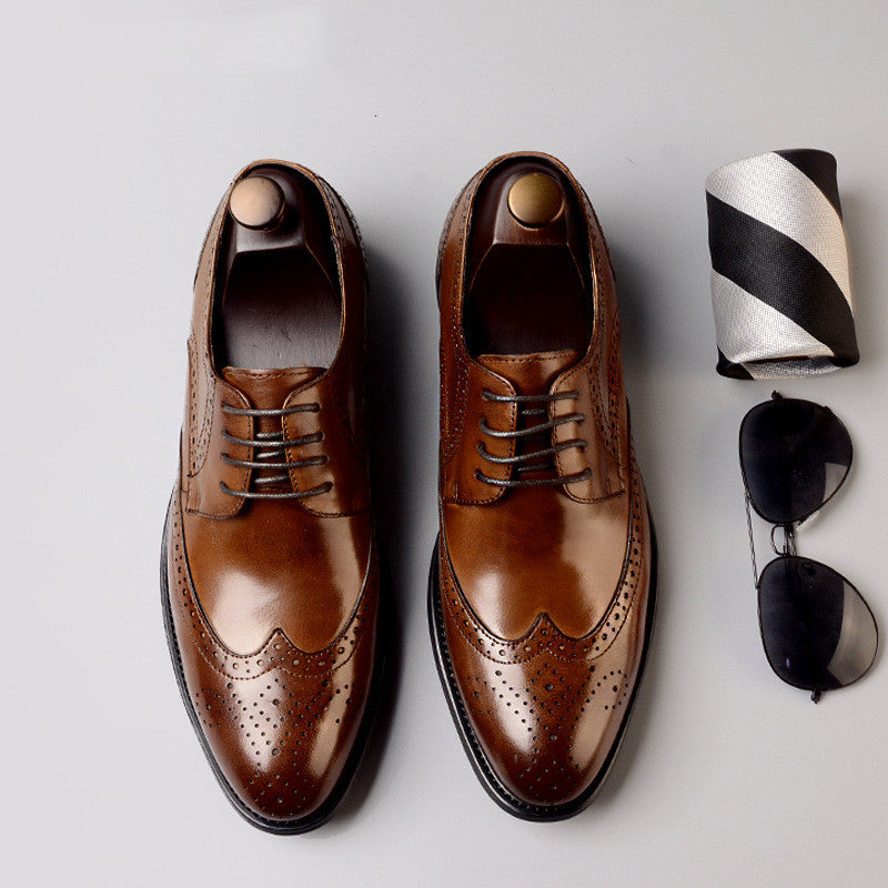 Men’s Genuine Leather Brogue Dress Shoes – Classic Business Formal Footwear