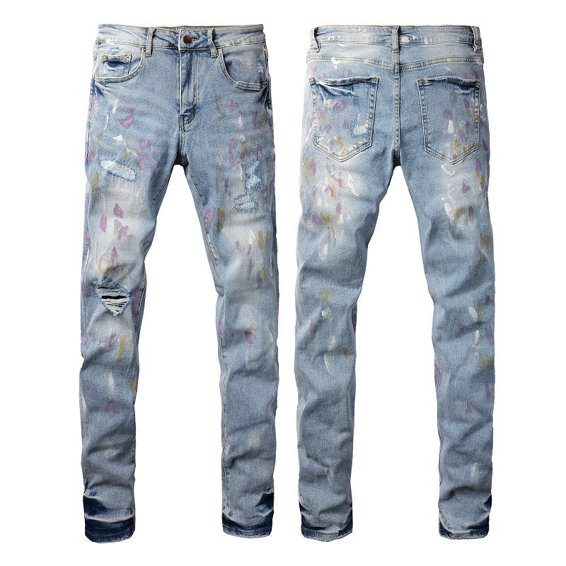 Men’s Slim Fit Stretch Skinny Jeans – Light Blue Denim Pencil Pants, Sizes 28–40