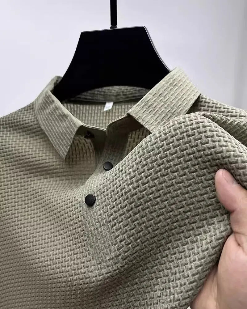 Men’s Business Casual Lapel Polo Shirt – Breathable Short Sleeve Polo, M–3XL