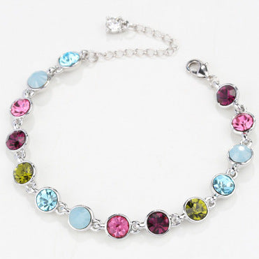 Women’s Crystal Fashion Bracelet – Gold & Platinum Colorful Statement Jewelry