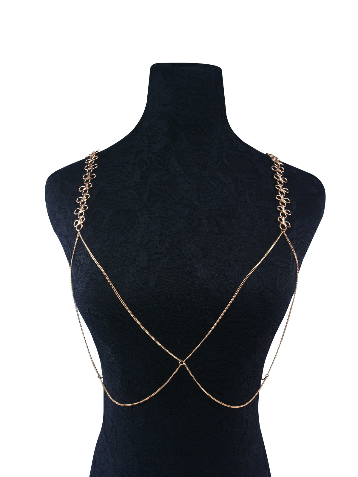 Women’s Metal Chain Bra & Body Jewelry – Gold & Silver Bikini Necklace Set