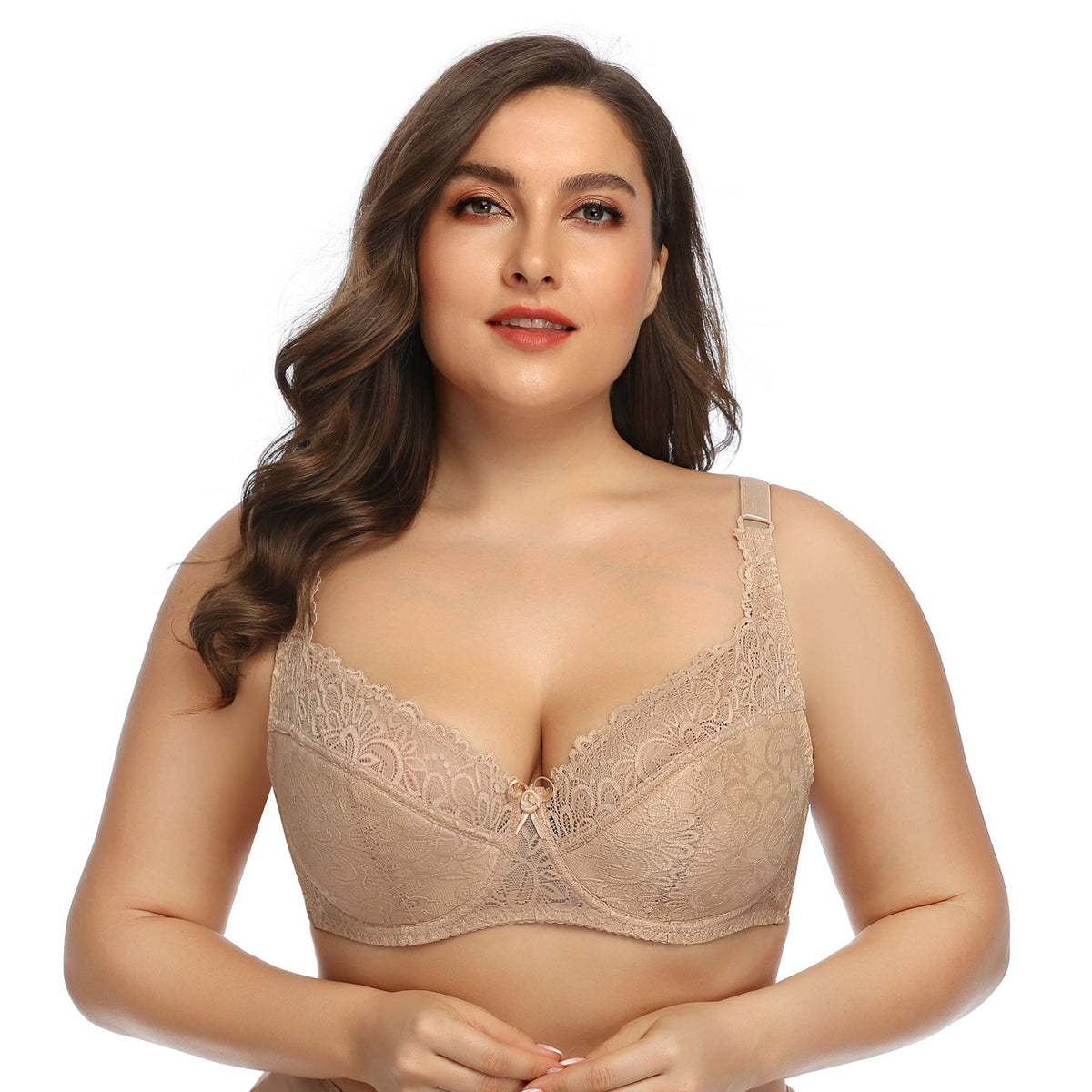 New Plus Size Lace Underwire Bra for Women – Supportive Full Coverage Lingerie