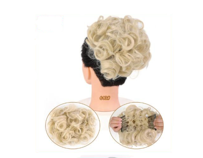 Synthetic Curly Hair Extension with Large Comb Clip – Lightweight Updo Hairpiece for Women