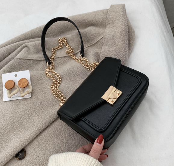 New Retro Chain Shoulder Bag for Women – Vintage Hong Kong Style PU Leather Crossbody Bag