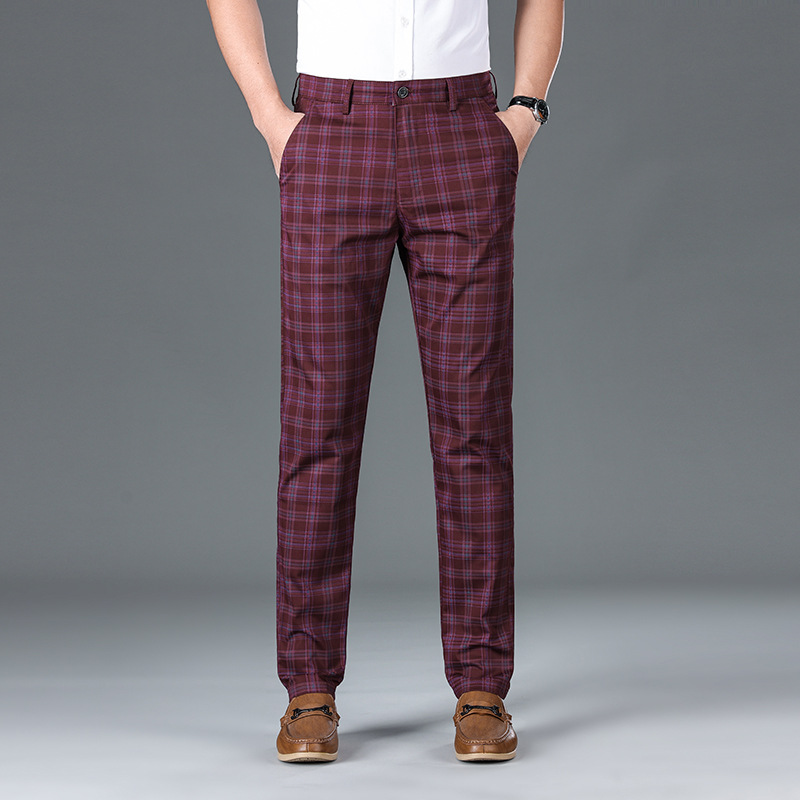 Men’s Stripe Plaid Casual Pants – Modern Checkered Trousers