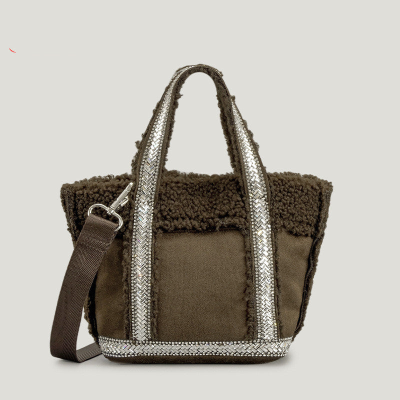 Autumn Winter Woolen Bucket Bag for Women – Cozy Fashion Shoulder Handbag for Cold-Season Style
