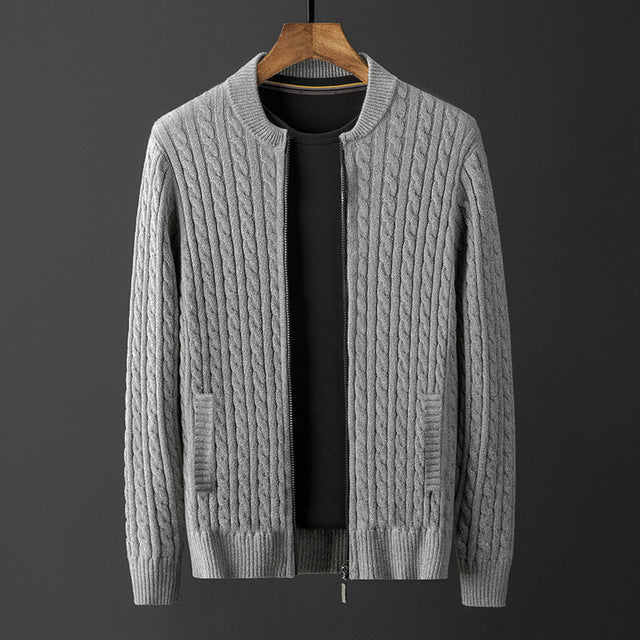 Men’s Plus Size Striped Knitted Cardigan Jacket – Casual Button-Up Sweater M–4XL