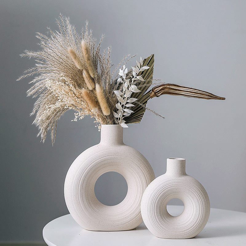 European Ceramic Flower Vase Collection – Textured Nordic Accent for Modern Home Decor