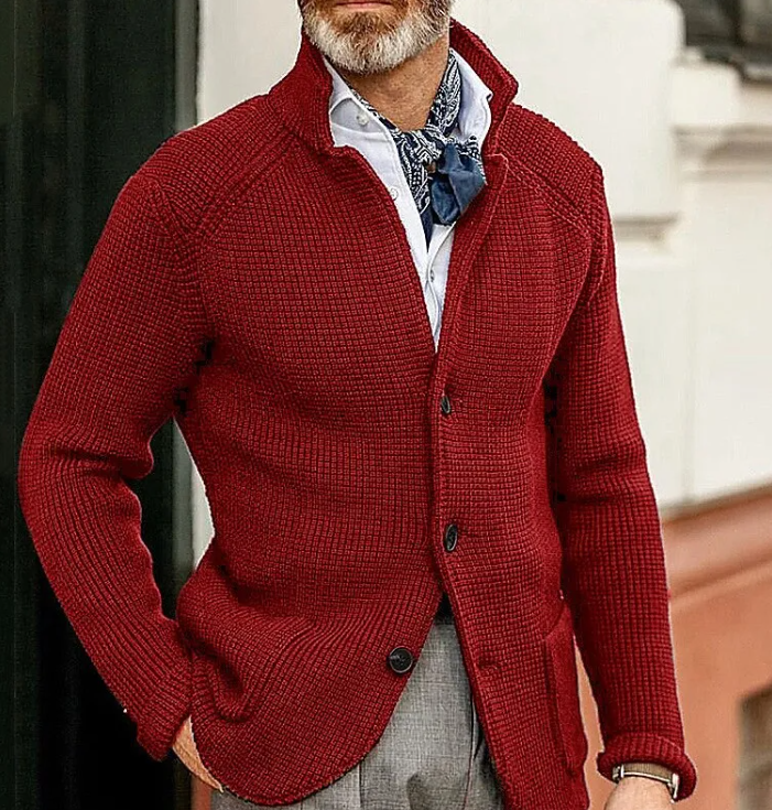 Men’s Knitted Sweater Coat – Acrylic Casual Warm Knit Cardigan, 15 Colors, S–4XL