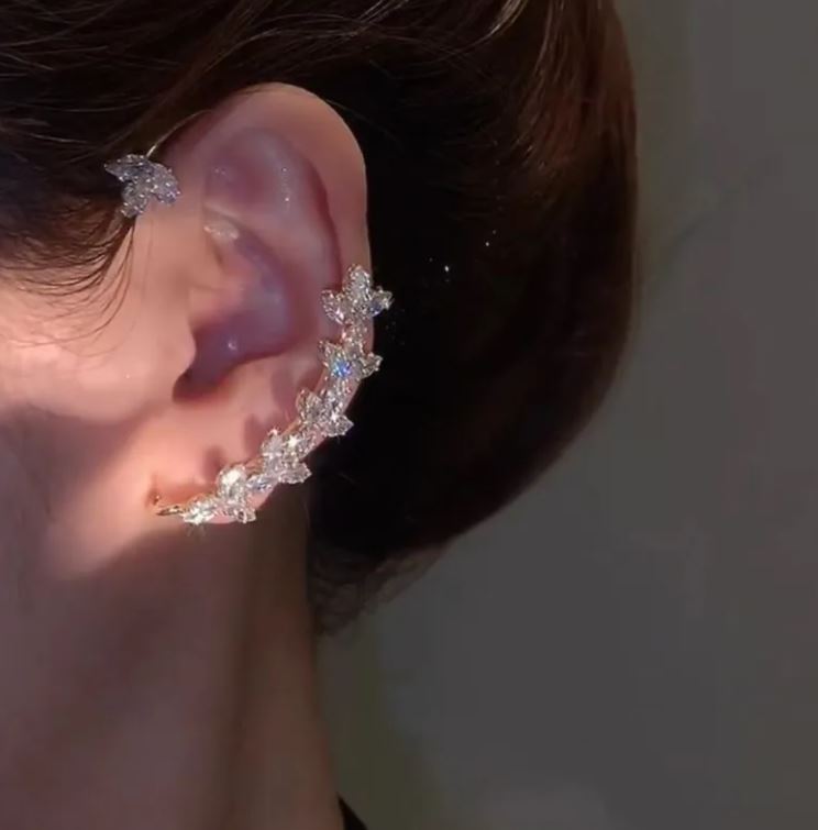 Women’s Zircon Wheat Clip-On Earrings – Elegant Non-Pierced Statement Jewelry