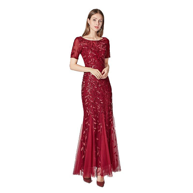 Women’s Lace Mermaid Evening Gown – Elegant Floor-Length Formal Dress S–3XL