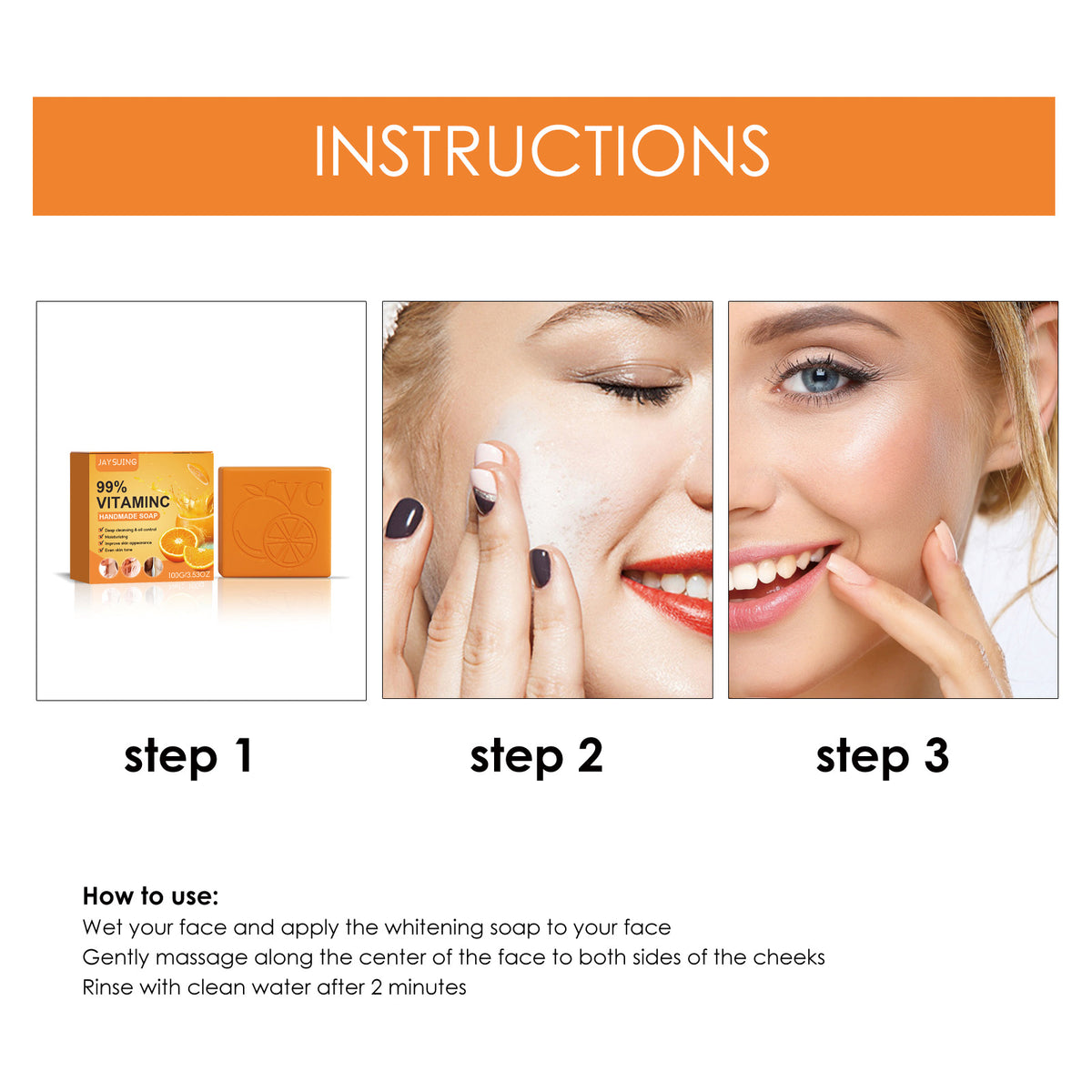 Jaysuing VC Brightening Body Soap – Moisturizing Cleansing Bar for Radiant Skin 100g