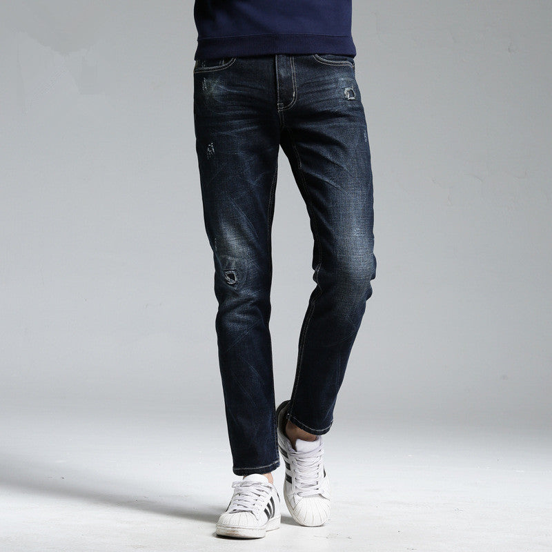 Men’s Slim-Fit Distressed Cotton Denim Pants – Casual Jeans – USA