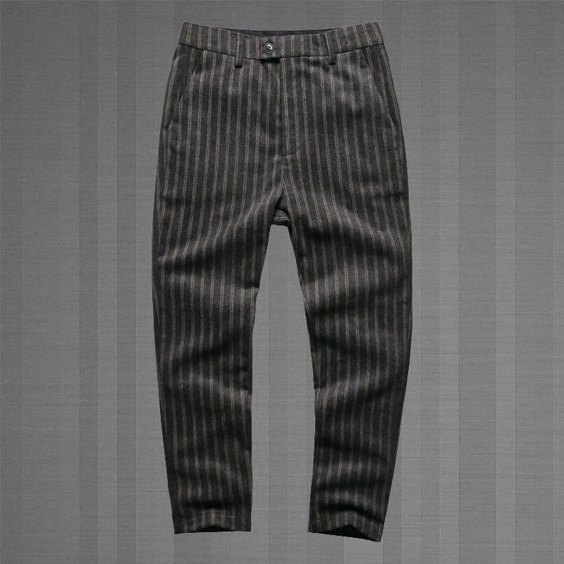 Men’s Striped Cropped Casual Pants – Modern Ankle-Length Trousers