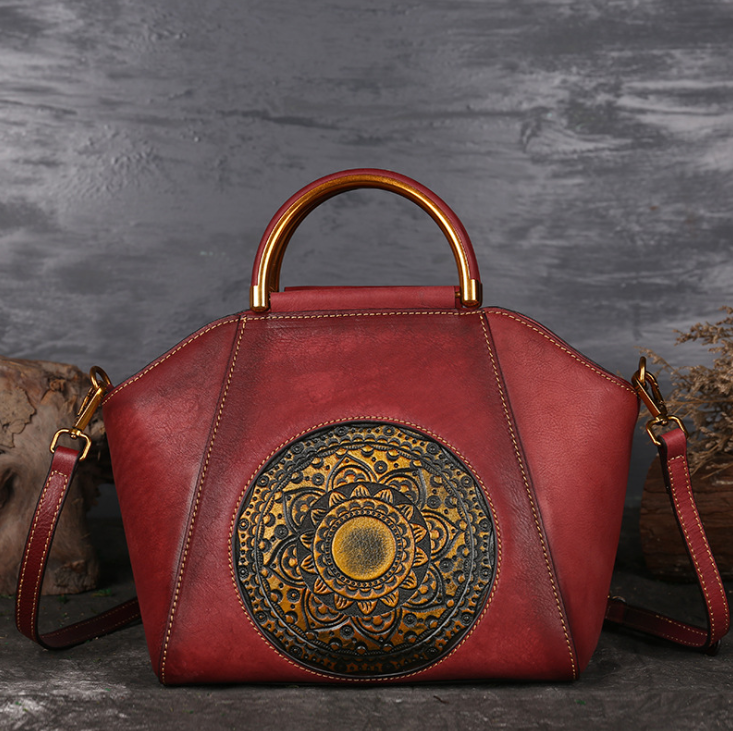 Embossed Genuine Leather Tote Bag for Women – Elegant Large-Capacity Shoulder Handbag
