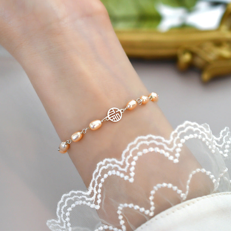 Women’s Freshwater Pearl Bunny Bracelet – Cute Rabbit Charm Pearl Jewelry