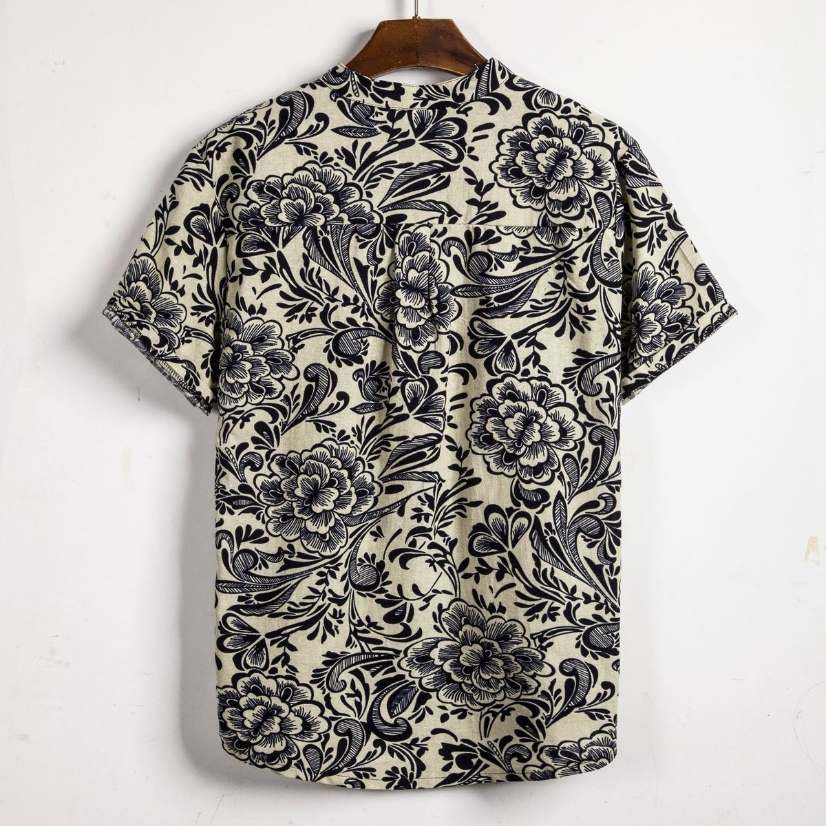 Men’s Floral Cotton Short Sleeve Shirt – Loose Fit Lapel Casual Summer Shirt, M–3XL
