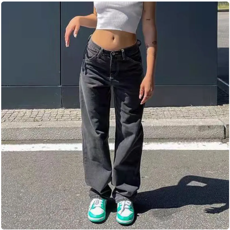 Women’s High-Waist Wide-Leg Jeans – Relaxed Straight Denim Pants