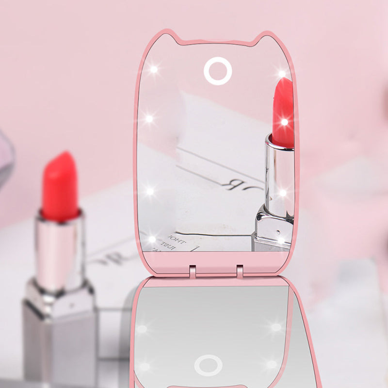 Cute Mini Portable LED Makeup Mirror with Light