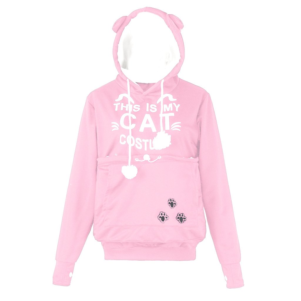 Women’s Alien Cat Printed Hooded Sweater – Cotton Blend Loose-Fit Graphic Pullover Hoodie, 12 Colors, S–4XL