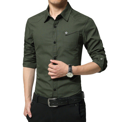 Men’s Slim Fit Cotton Business Shirt – Casual Plus Size Shirt, M–4XL