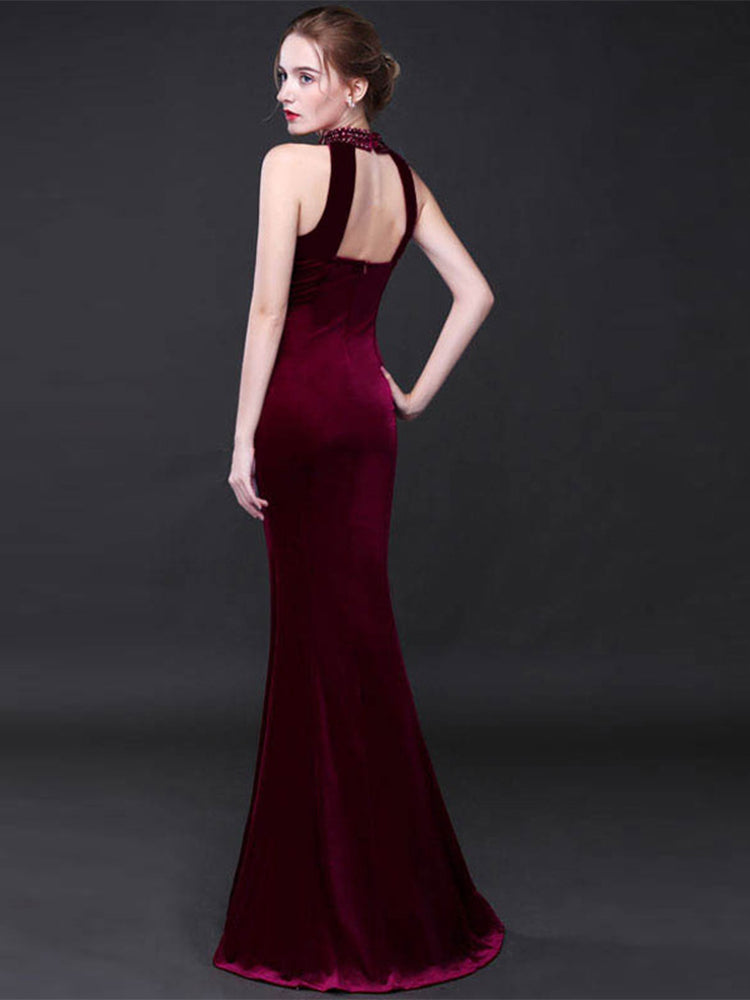 Women's Velvet Mermaid Evening Gown – Long Formal Dress