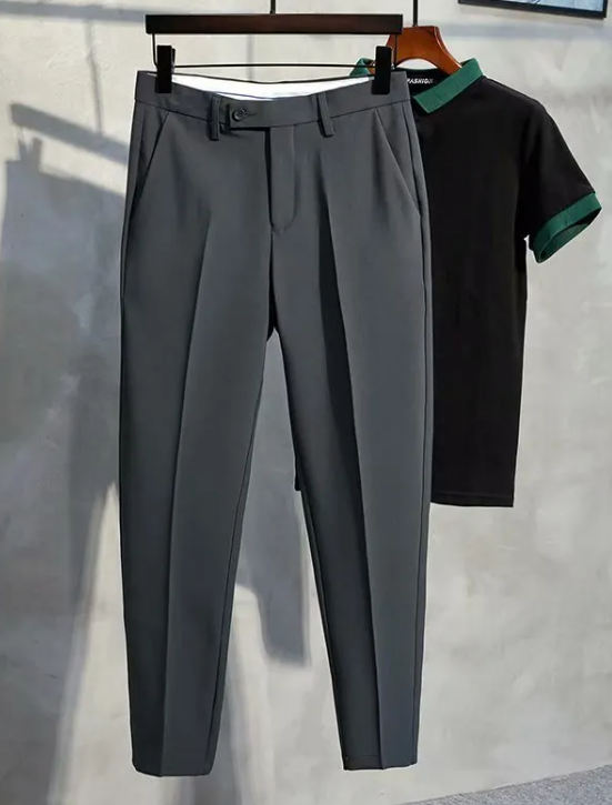 Men’s Plus Size Slim Fit Ankle Pants – Business Casual Suit Trousers