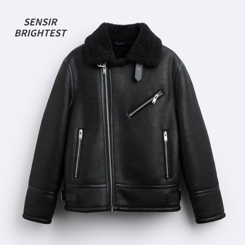 Men’s Faux Lamb Fur Jacket for Fall & Winter – Warm Faux Shearling Casual Jacket